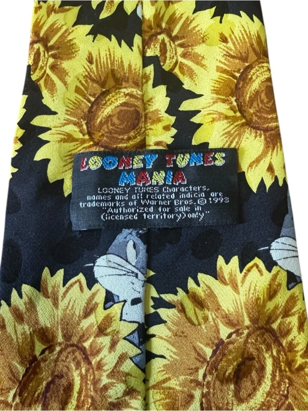 Men's Navy Tie with Yellow Sunflower Print
